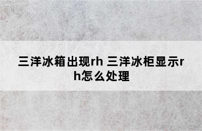 三洋冰箱出现rh 三洋冰柜显示rh怎么处理